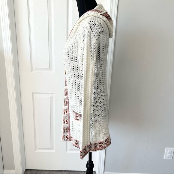 Tejiestilo Sueter’s Tribal Boho Hooded  Long Length Crochet Cardigan - Picture 2 of 16
